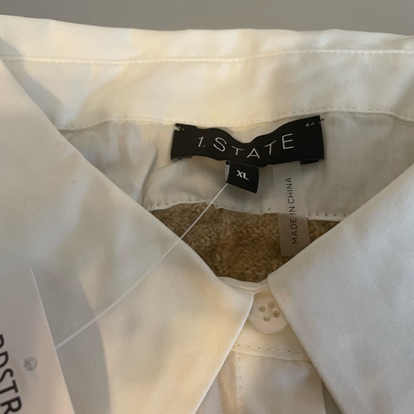 1.state Womans Twofer Cable Knit Sweater XL Tan Cropped Soft Collared NWT - Picture 7 of 7